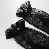 Valentino Garavani Black Lace Gloves SignatureVLogoGold