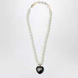 Valentino Garavani Black Coeur Royal pearl necklace