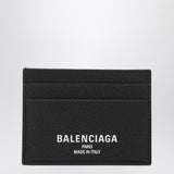 Balenciaga Black Hammered Leather Cardholder Embossed Logo