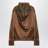 Burberry Satin Buttoned Shirt Brown Checkered Panel