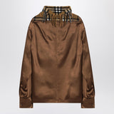 Burberry Satin Buttoned Shirt Brown Checkered Panel