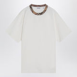 Burberry White cotton T-shirt with Check finishes