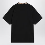 Burberry Black cotton T-shirt with Check finishes