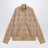 Burberry Beige Sweatshirt With Check Allover Jacquard
