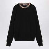 Burberry Black Check Pattern Textured Neckline Sweater