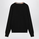 Burberry Black Check Pattern Textured Neckline Sweater