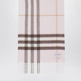 Burberry Pink Checkered Pattern Scarf Fringed Edges