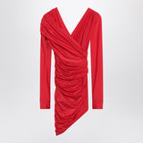 Balenciaga Red Intricately Draped Mini Dress OpenBack