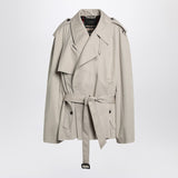 Balenciaga Beige Cropped Trench Coat With Epaulets