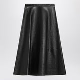 Balenciaga Black Vintage Leather Flared Midi Skirt