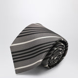 Saint Laurent Charcoal Gray Diagonal Striped Necktie