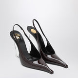 Saint Laurent Brown Gleaming Leather Wedges Pointed