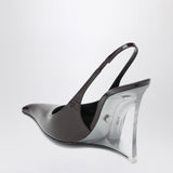 Saint Laurent Brown Gleaming Leather Wedges Pointed
