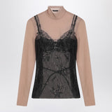 Balenciaga Black Beige-Toned Trompe L'oeil Lingerie Top