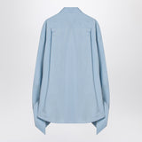 Balenciaga Luminous Blue Striped Shirt Knotted Cuffs