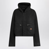 Balenciaga Black Cropped Hooded Jacket With Patches