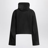 Balenciaga Black Cropped Hooded Jacket With Patches