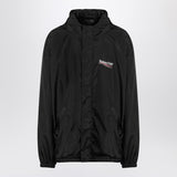 Balenciaga Black Hooded Jacket Oversized Silhouette Logo