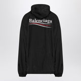 Balenciaga Black Hooded Jacket Oversized Silhouette Logo