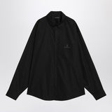 Balenciaga Black Logo Embroidered Shirt Front Button