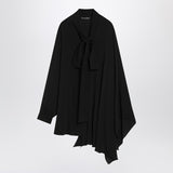 Balenciaga Black Lavallière Asymmetric Batwing Blouse
