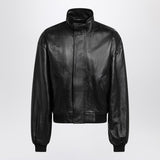 Balenciaga Black leather zip-up bomber jacket