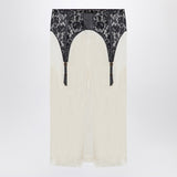 Moschino Ivory Midi Skirt Intricately Illusion Lace