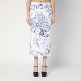 Moschino White Longuette Skirt Olivia Print BackSlit