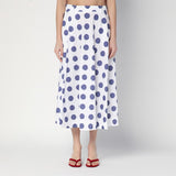 Moschino White Flared Allover Polka Dot Print Skirt
