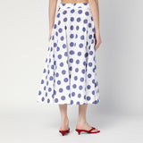 Moschino White Flared Allover Polka Dot Print Skirt