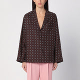 Moschino Brown Patterned V-Neckline Shirt Patch Pocket