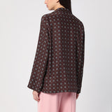 Moschino Brown Patterned V-Neckline Shirt Patch Pocket