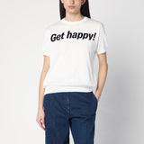 Moschino White Intarsia Get Happy BackLogo Sweater