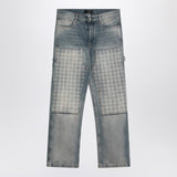 Amiri Distressed Light Blue Jeans Monogrammed Panel
