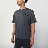 Amiri Distressed Washed Black Embroidered Logo Tee