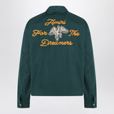 Amiri Green DoubleZipFront Jacket ContrastingLettering Back