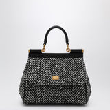 Dolce and Gabbana Black White ChevronPattern Handbag