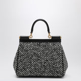 Dolce and Gabbana Black White ChevronPattern Handbag