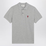 Ami Paris Charcoal Signature DeCoeur Embroidered Polo