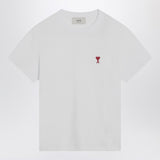 Ami Paris White UltraLuxurious EmbroideredDetail T Shirt