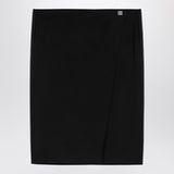 Givenchy Black Midi Skirt Front Slit 4G Logo Button