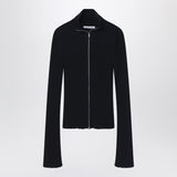 Acne Studios Black Exposed Zip RibbedTextured Cardigan
