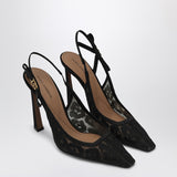 Dolce Gabbana Black Rhinestone Pointed Slingback Heels