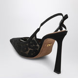 Dolce Gabbana Black Rhinestone Pointed Slingback Heels