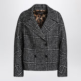 Dolce Gabbana Black White Houndstooth Lapel Jacket