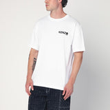 Kenzo White LogoLettering Print RibbedCrewNeck T Shirt