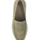 Fear Of God minimalist suede loafer in sage green with rubber sole
