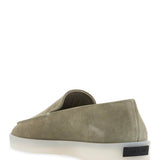 Fear Of God minimalist suede loafer in sage green with rubber sole