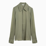 Ami Paris Olive Green Shirt With Wide Pointed Collar