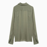 Ami Paris Olive Green Shirt With Wide Pointed Collar